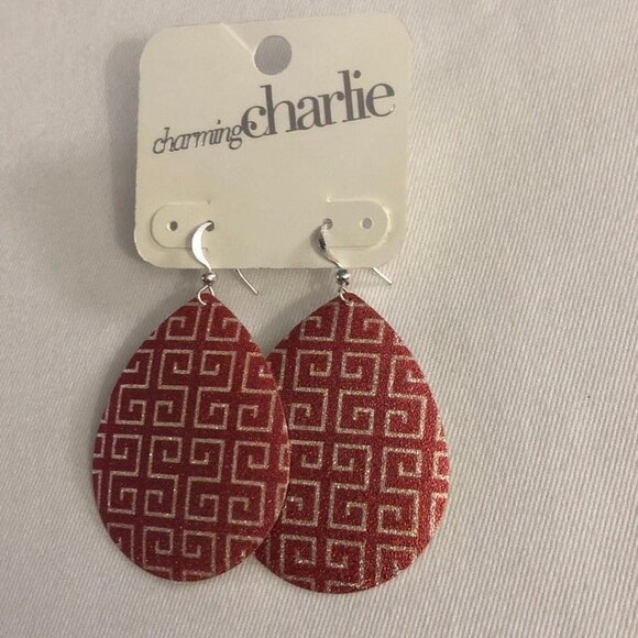 Charming Charlie Sparkly Teardrop Earrings NOC - Picture 1 of 6